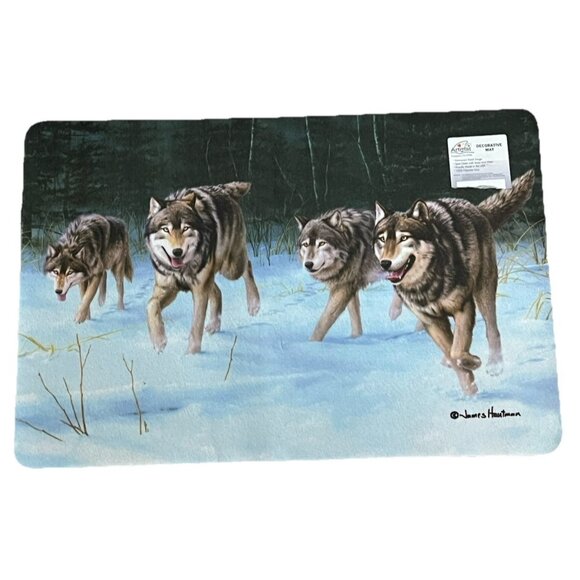 ArtMat Other - Wolves Door Mat On The Move by James Hautman Indoor Cabin Winter Scene Wolf Pack